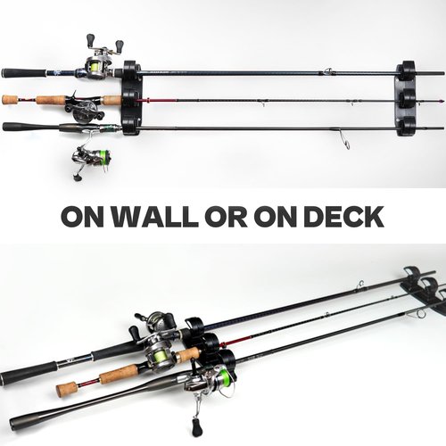VEYWANE Fishing Rod Racks for Boat/Wall/Truck Bed, 3-Poles Storage Holders with Rubber Band Clips