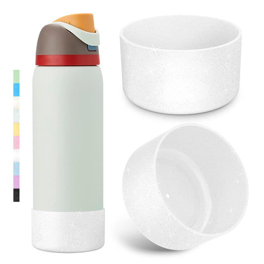 2PCS Glitter Silicone Boot for Owala Water Bottle 24 oz 32 oz 40 oz, Anti-Slip Protective Sleeve for Owala Twist,FreeSip and Flip Stainless Steel Water Bottle, BPA-Free, Dishwasher Safe, Accessories
