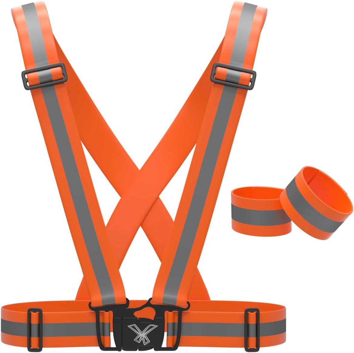 Reflective Vest with Hi Vis Bands, Fully Adjustable & Multi-Purpose Reflective Running Gear, Reflective Straps for Night