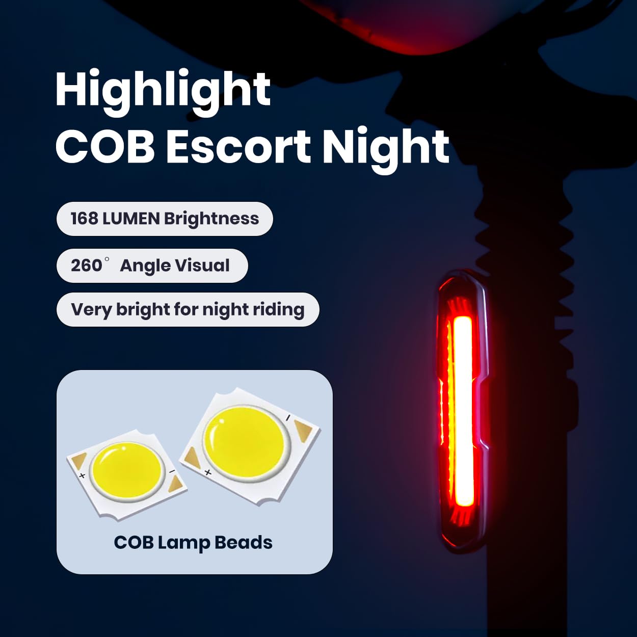 New Bike Tail Light with Red-Blue Dual Color,5 Modes,Silicone Strap,USB Rechargeable,Waterproof,168 Lumens Super Bright Bicycle Rear Lights Turn Signals for Night Riding