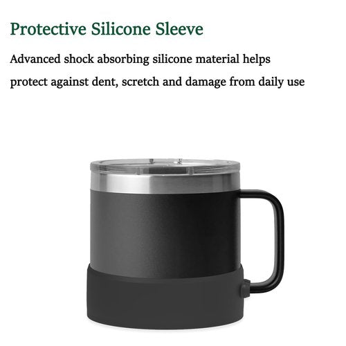Silicone Boot for YETI Rambler 14 oz Mug Bottom Protector | Anti-Slip Sleeve for Yeti Coffee Mug 14oz Water Bottle Boot Pretective Cover (Black)