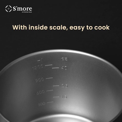 S'more Titanium Cooking Set, Ultralight Eco-Friendly Camping Cookware, 1100ml Pot and 350ml Pan 2 in 1 with Folding Handle for Hiking, Traveling, and Picnic(Medium)