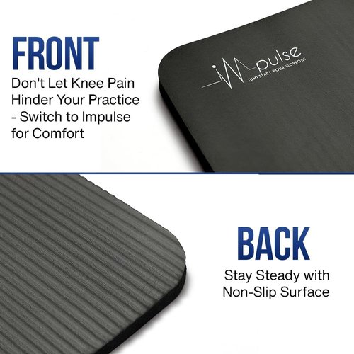 Impulse Yoga Knee Pads Cushion, Thick 1" (25mm) Workout Mat Provides Cushion for Kneeling & Elbows, Non-Slip & Portable Exercise Knee Pad for Yoga, Elbow, Wrist Pain, Planks, Pushups & Floor Exercises