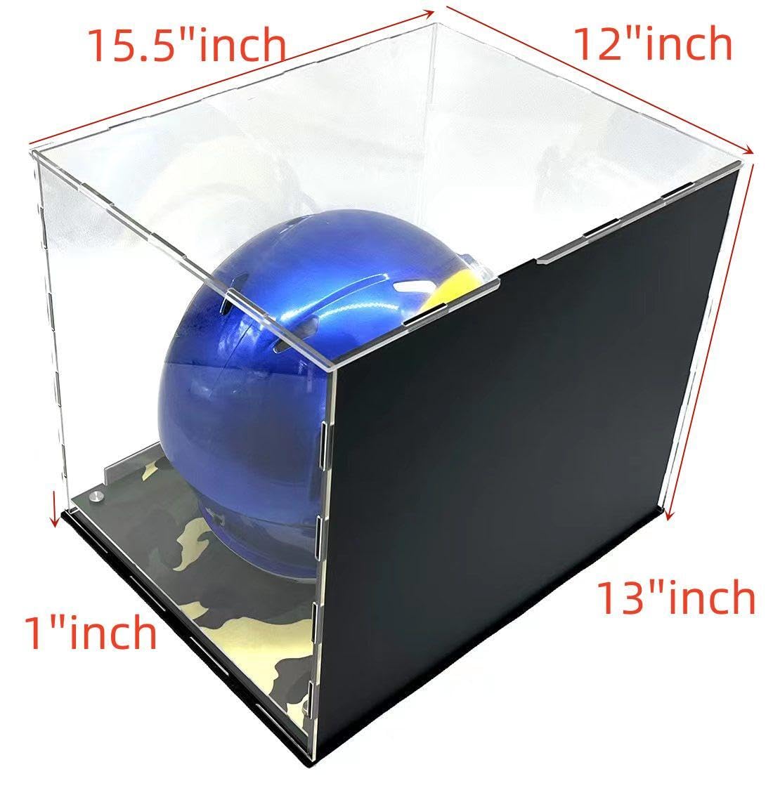 Football Helmet Acrylic Display Case Box Camouflage Camo Mirror Shoes Riser Showcase Shoes UV Protection Forest Army Clear 15x12x12