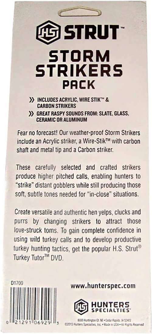 Hunters Specialties Realistic Sounds Easy-to-Use Weather Resistant H.S. Strut Storm Strikers Peg Pack of 3