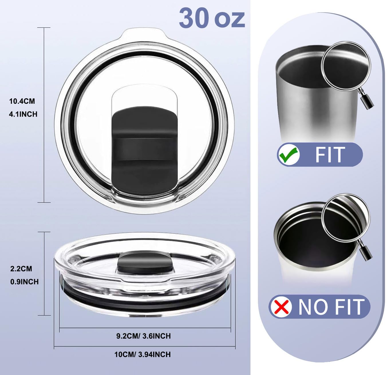 2PCS for YETI 30 oz Tumbler Lid, Replacement Lids Magnetic Slider Compatible for Yeti 30 oz Tumbler, 14 oz Mug and 35 oz Straw Mug, Travel Spill Proof Cup Lids Covers with Magnetic Slider Switch