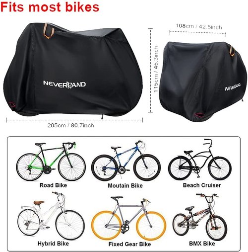 NEVERLAND Bike Cover Outdoor Waterproof Bicycle Covers Storage for 2 or 3 Bikes with Lock Hole Sun Rain Wind Dust Proof for Mountain Road Exercise Electric Hybrid Cruiser Bike