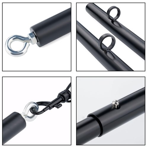 Spreader Bar Heavy Duty Stainless Steel Expandable Black Bar Home Gym with 4pcs PU Black-Pink Adjustable Strap,Sports Aid Training Fitness Gear Pilates Aid Kit,Indoor Yoga Set