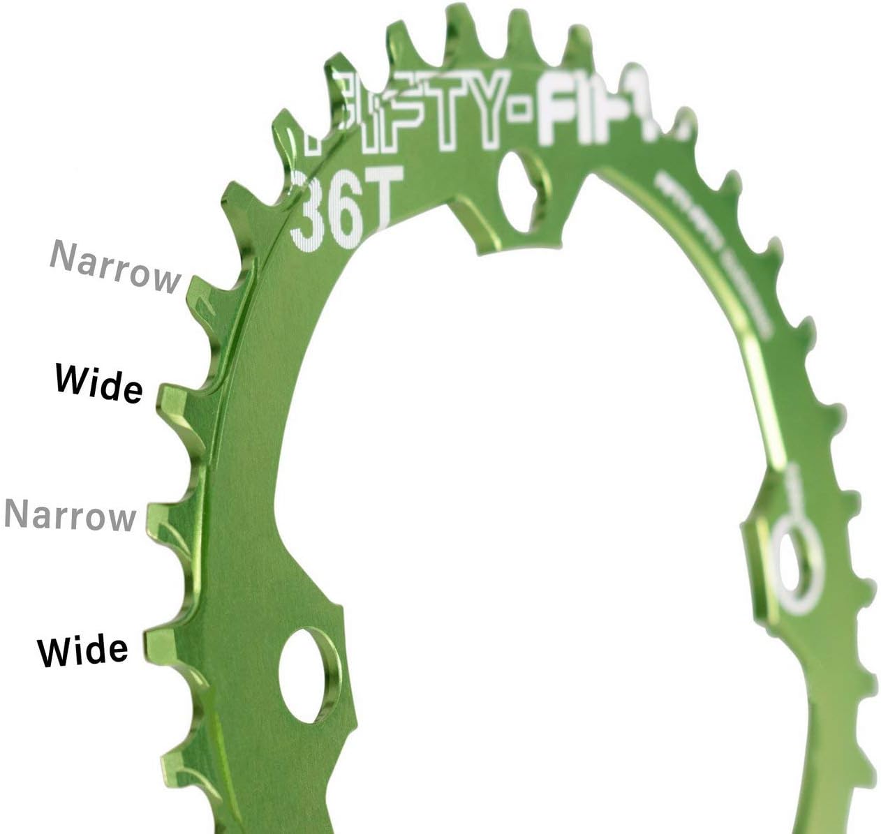FIFTY-FIFTY Round 104BCD Chainring, 30T 32T 34T 36T Narrow Wide Mountain Bike Chainring, Single Chainring for 9/10/11-Speed with 4 Alloy Chainring Bolts for MTB
