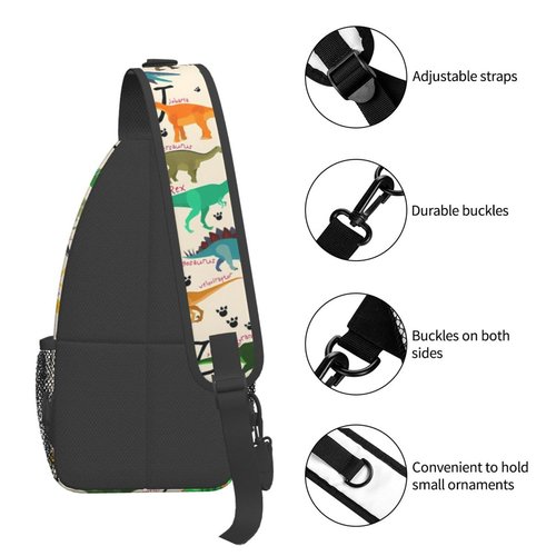 Luirioe Dinosaur Sling Bag Crossbody Backpack Hiking Travel Daypack Chest Bag Lightweight Shoulder Bag For Women Men