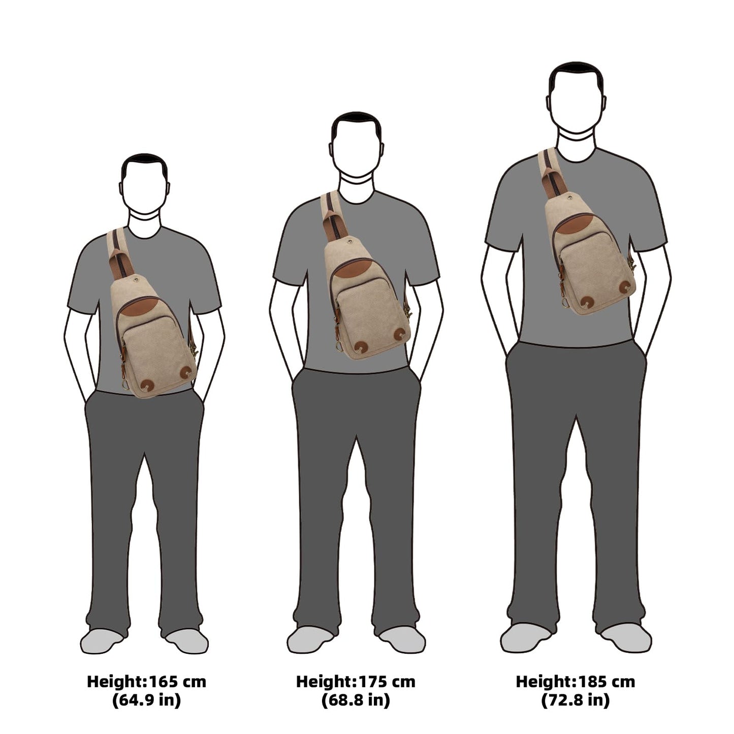 KL928 Canvas Sling Bag Crossbody Backpack Shoulder Casual Rucksack for Men Women, Khaki