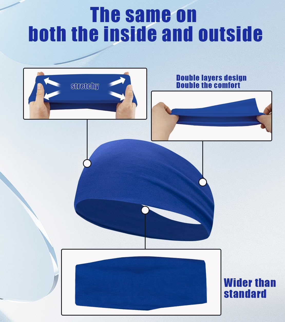 Sport Sweatbands | 4-Pack Summer Workout Headbands for Men & Women – Sweat Wicking