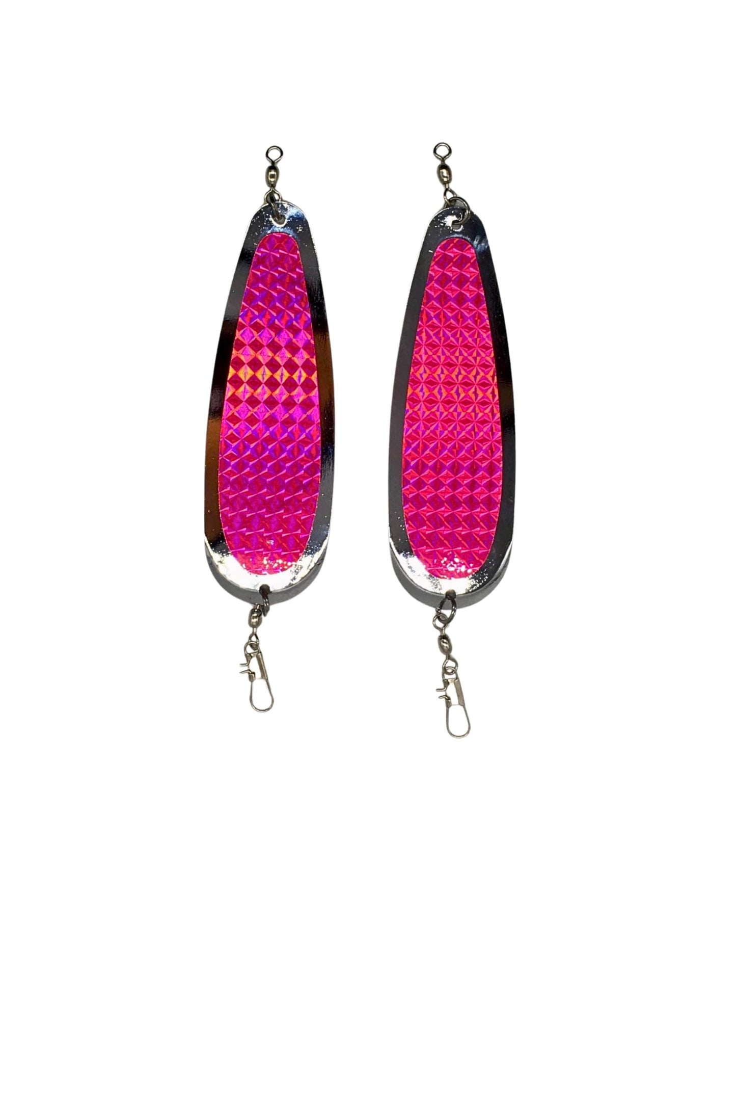 KOKOPROS Kokanee Salmon Finished Teardrop Fishing Flashers 5-1/2" - Chrome Plated Hot Pink - Reflective Design for Salmon & Trout Fishing - 2 Pack