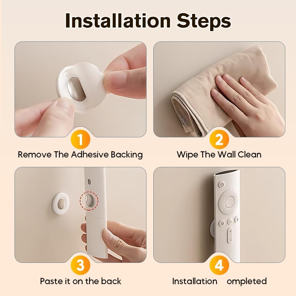 Magnetic Remote Control Holder, 2025 Magnetic Remote Control Holder Wall Mount Upgraded Silicone Remote Control Organizer Storage Self-Adhesive TV Remote Holder for Back of TV (4Pcs)