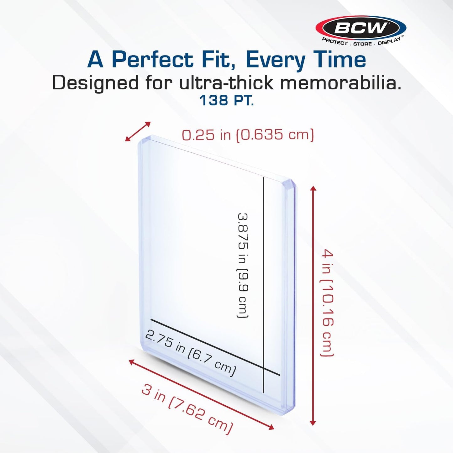 BCW 138 PT. Thick Card Topload Holder - Pack of 50 | Durable Rigid PVC Toploader | Toploaders for Memorabilia, Jersey, Patch, and Relic Cards | Ideal for Collectors and Hobbyists
