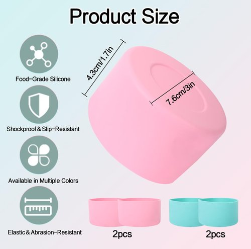Ledander 4PCS Silicone Boots for Stanley Tumbler 40 oz and 30 oz, Non-slip Silicone Bottom Sleeve for Stanley Tumbler 40 oz 30 oz 20 oz, Stanley Cup Accessories Protector Sleeve Bottom Cover