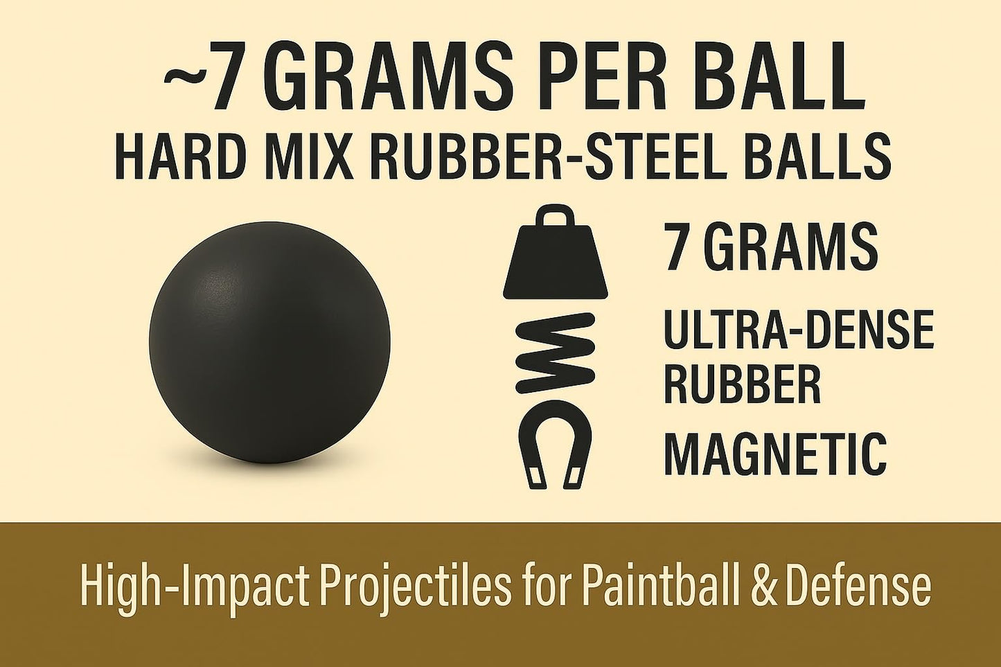 20 pcs S-Type RUBBER-STEEL BALLS in .68 Cal. Premium Quality Hard Rubber Steel Balls Paintballs Powerballs 7 gr. Heavy Ammo for Self Home Defense Training Pistols in 68 Caliber