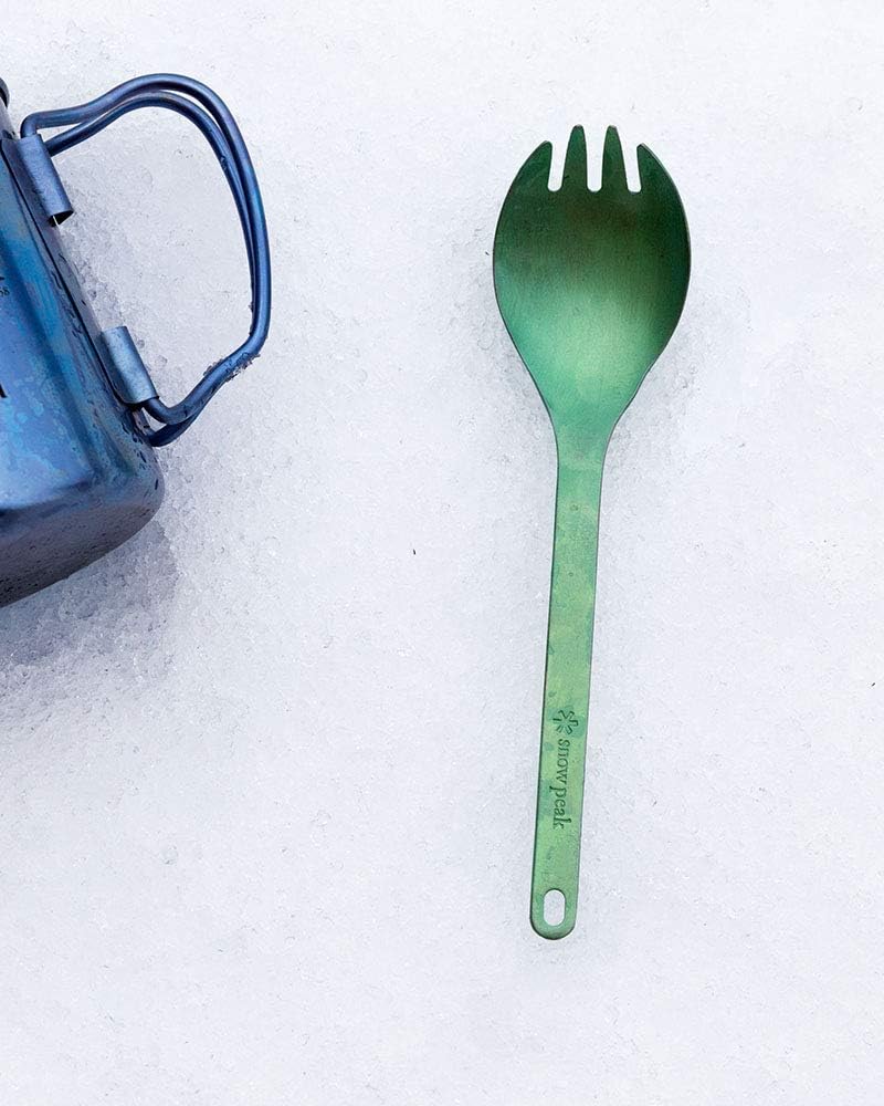 Snow Peak Titanium Spork - Lightweight Titanium Cutlery for Camping & Hiking - Compact & Portable Utensil for Easy Packing - Durable Camping Cookware Accessories