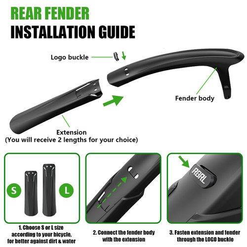 RBRL Bike Fender, Quick Release Bike fenders for Gravel and Road Bike, Adjustable Bicycle Fenders 28'', Full Cover Thicken & Widen, Rear Mud Guard for Tire Width: 28-45mm(Rear)