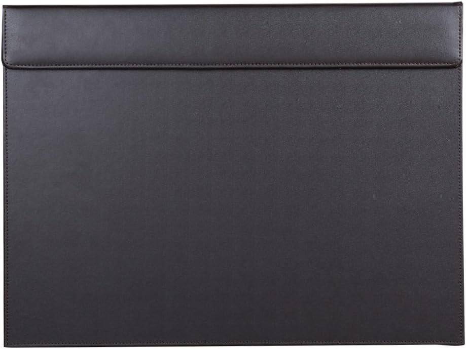 KINGFOM Ultra-Smooth PU Leather Desk Pad & Mat Office Desk Drawing & Writing Board A3/ A4 File Paper Clip Table Protector Mat on Top Large 24''x18'' (Black)