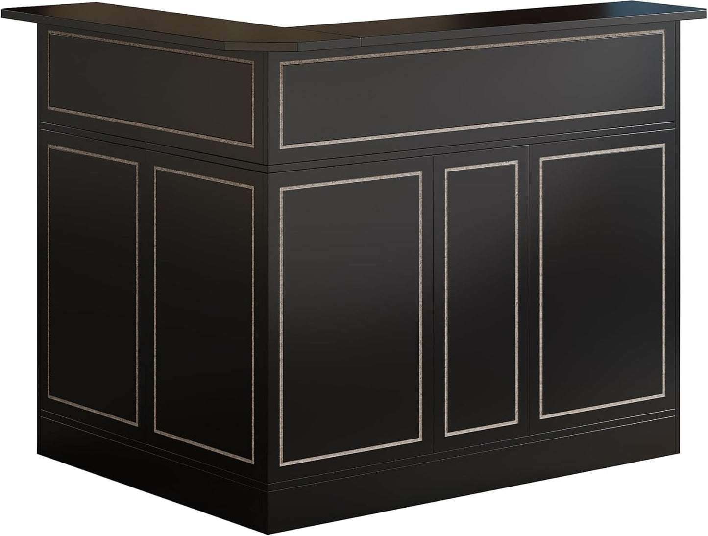 Tribesigns Reception Desk with Storage Shelves, L-Shaped Modern Front Desk, Reception Counter Table for Small Office, Salon, Checkout Office, Black