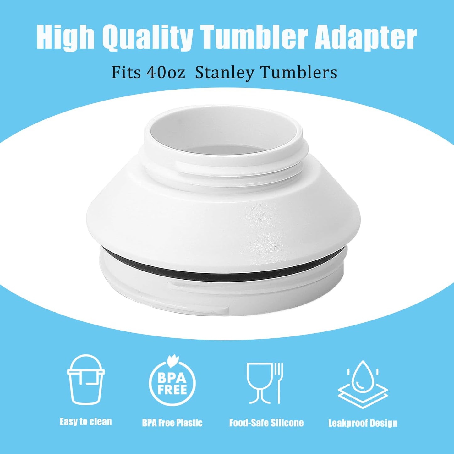 1Pc Tumbler Adapter for Stanley to Cirkul, Food Grade Silicone Adapter Only Fits 40oz Stanley Quencher H2.0 FlowState Tumblers, Leakproof Adapter Lid for Stanley BPA Free Plastic Cirkul Accessories