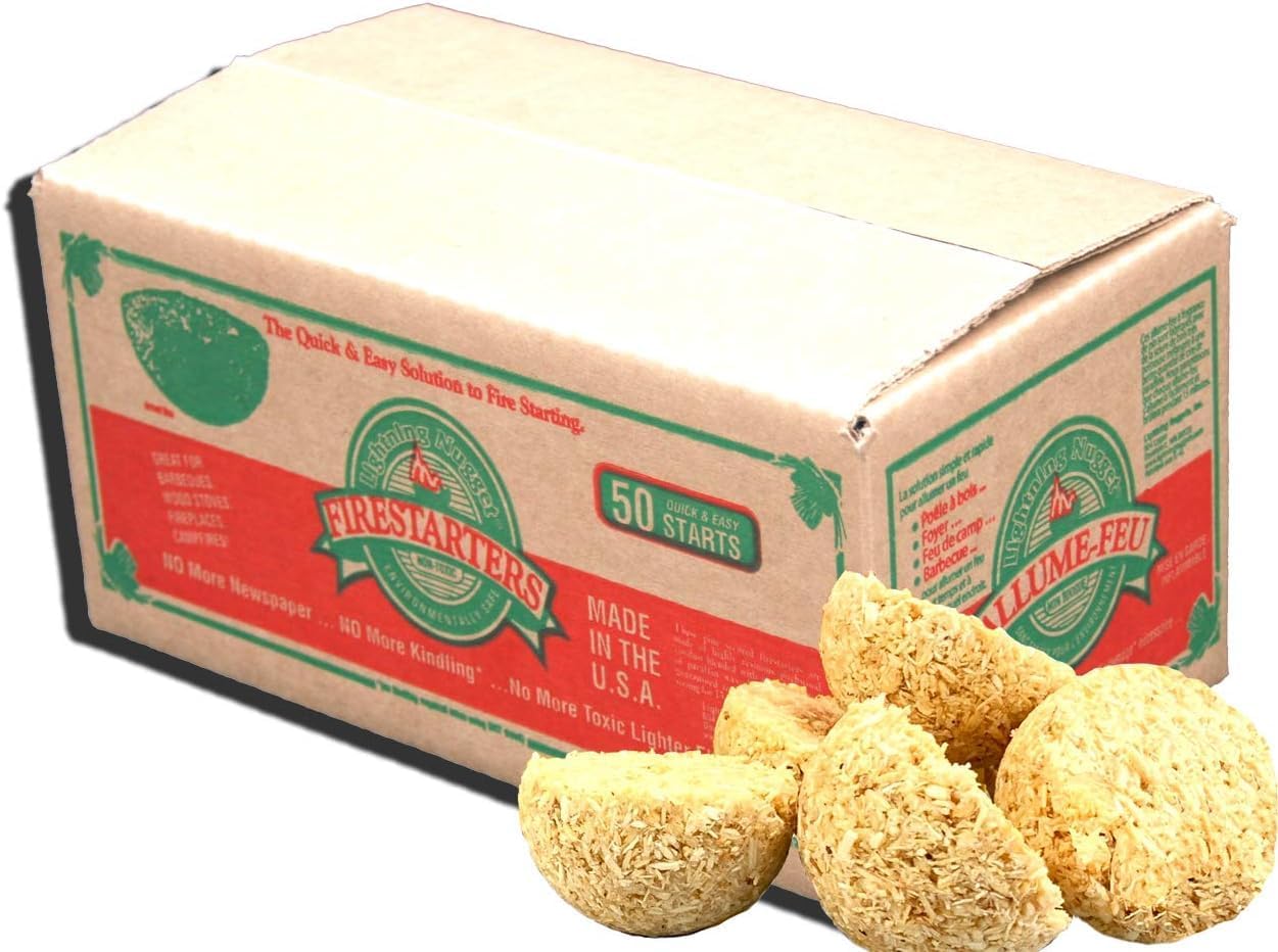 N50VBOX Firestarters Box of Fire-Starting Nuggets, 50 Count,Tan