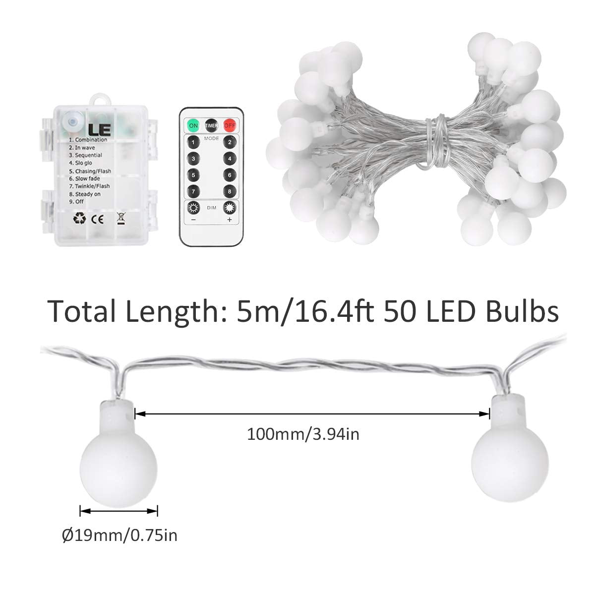 Lepro Bundle - Hanging Tent Light Blubs for Camping & Battery Operated Globe String Lights with Remote