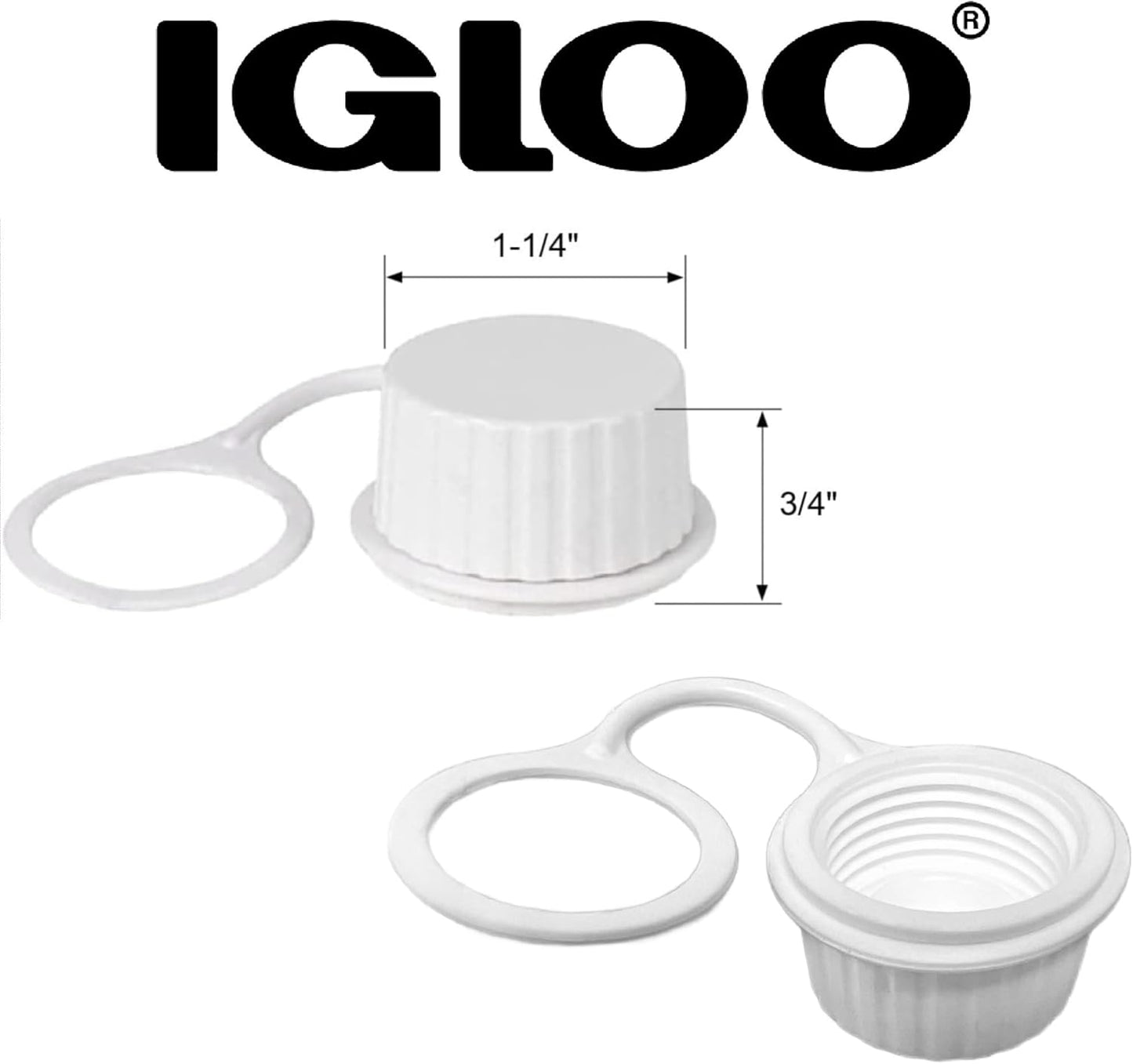 Igloo Tethered Drain Plug Caps, White, Small (20049)
