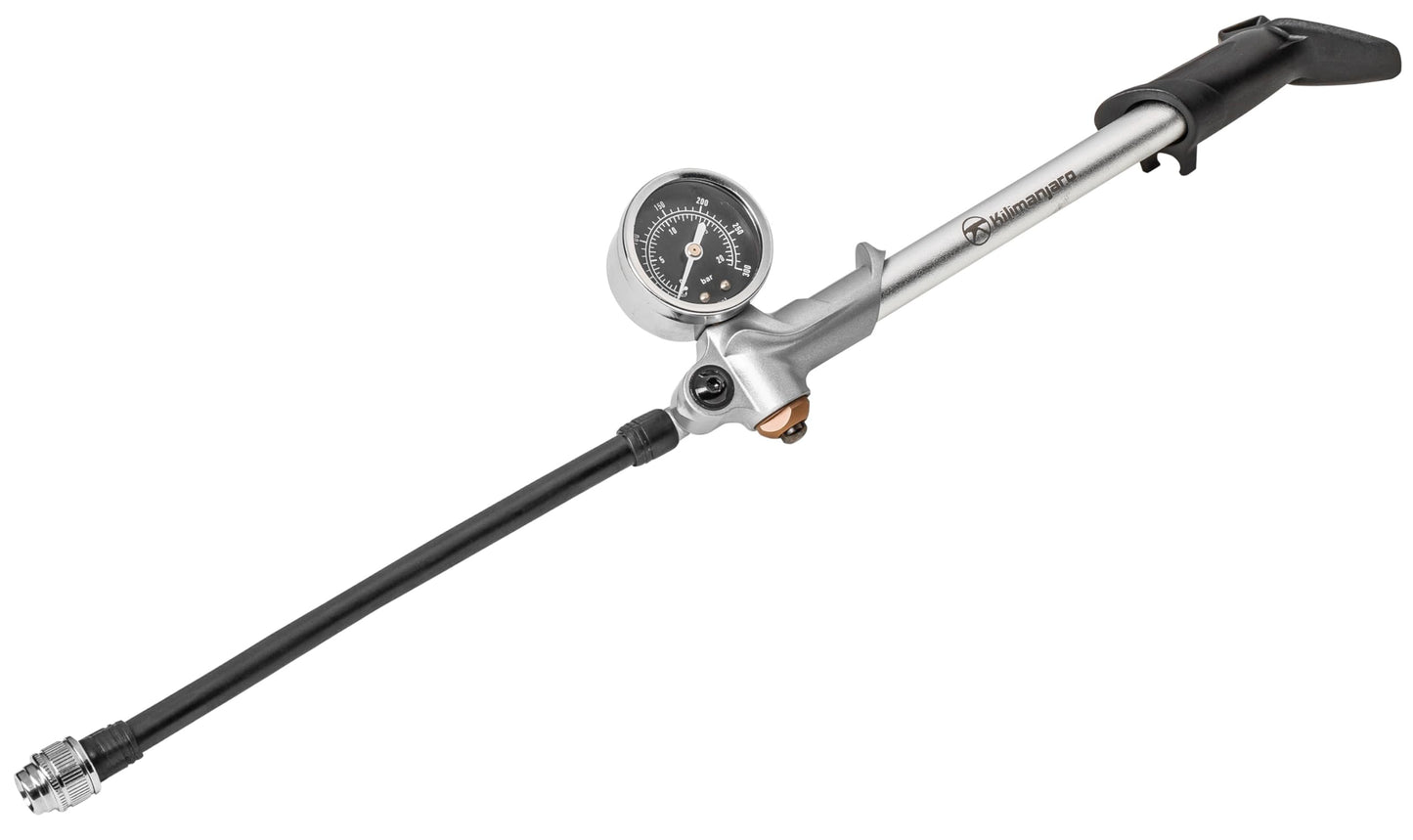 Kilimanjaro Bicycle Shock Pump with Aluminum Barrel and Shaft – Accurate Gauge for Suspension Forks and Rear Shocks – Durable Bike Repair Tool – 910550ECE