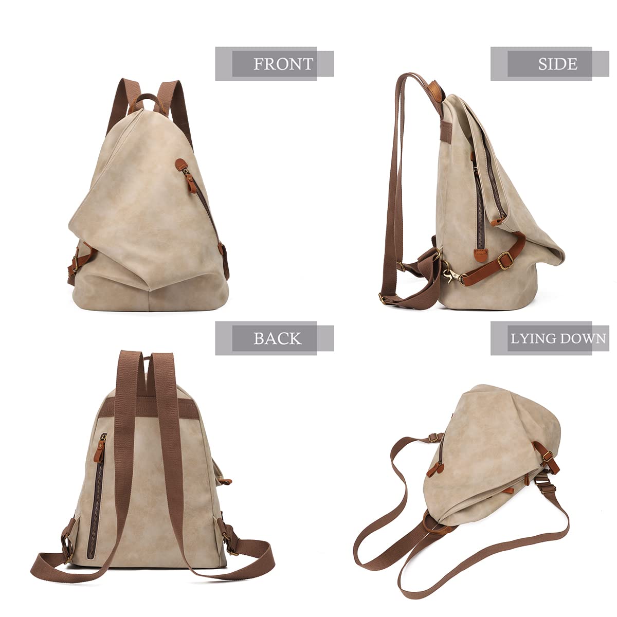 KL928 PU Leather Vintage Backpack – Large Casual Daypack Outdoor Travel Rucksack Hiking Backpacks for Men Women