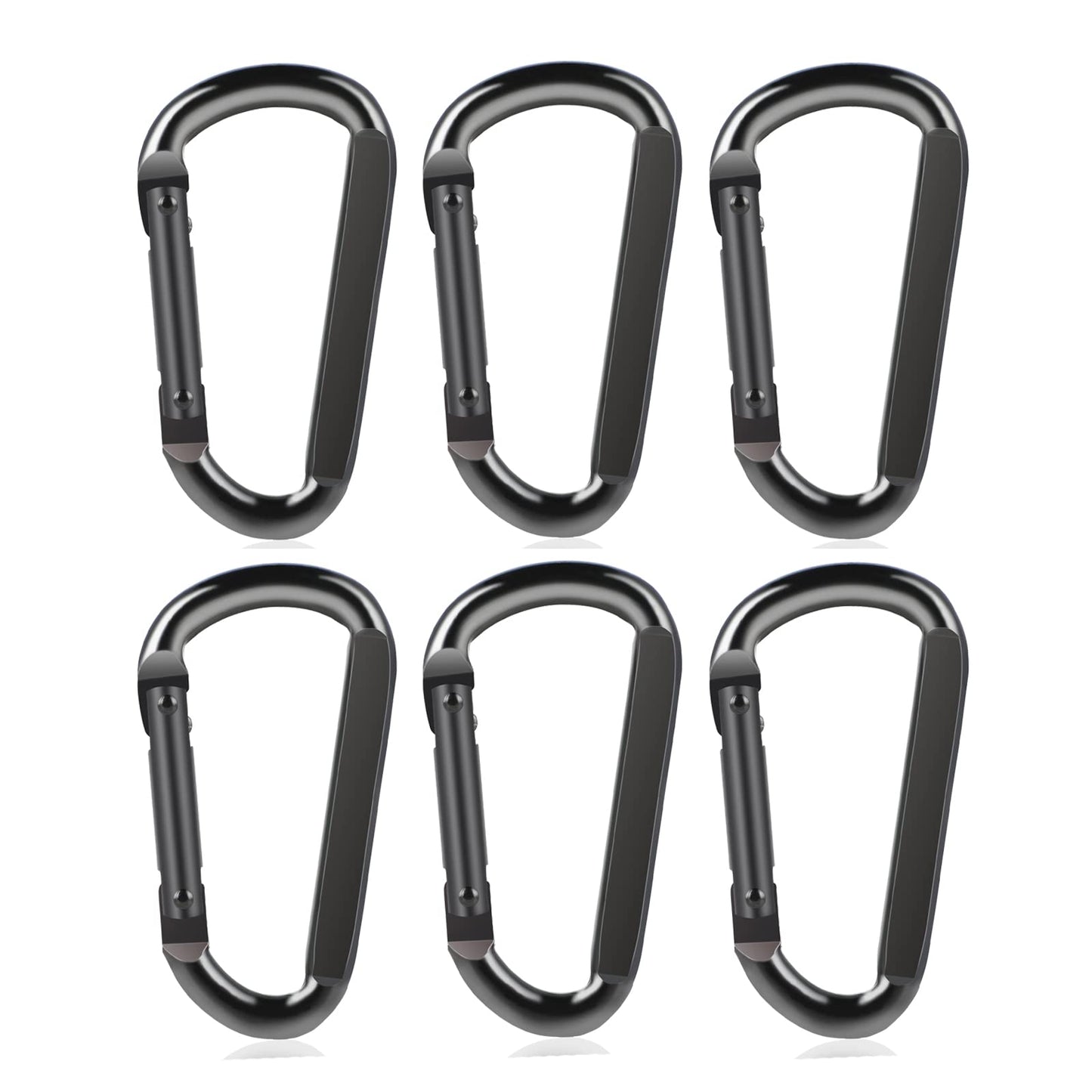 DELSWIN 6 Pcs Heavy Duty 3" Black Carabiner Clip and 12 Pcs Spring Snap Hook