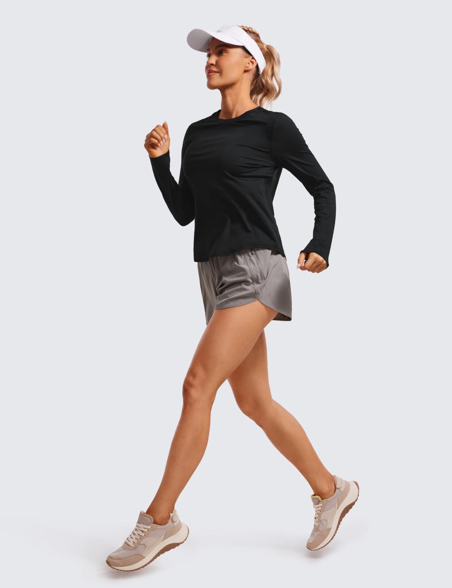 CRZ YOGA Lightweight Long Sleeve Workout Shirts for Women Gym Running Fall Tshirts High Neck Athletic Training Tops Black Medium