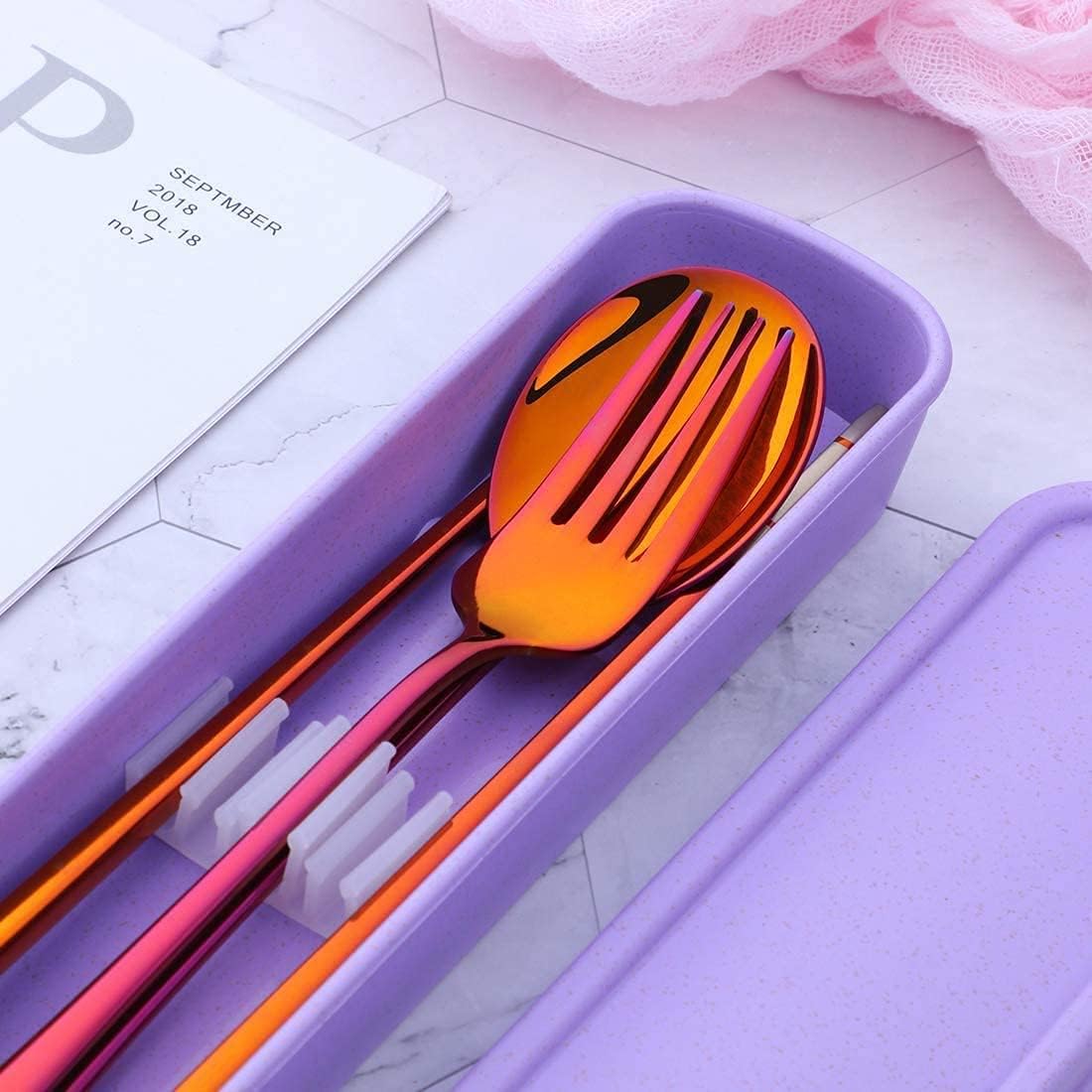 3 PCS Outdoor Flatware Set Fork Spoon Chopsticks/Travel Flatware Set with a Case