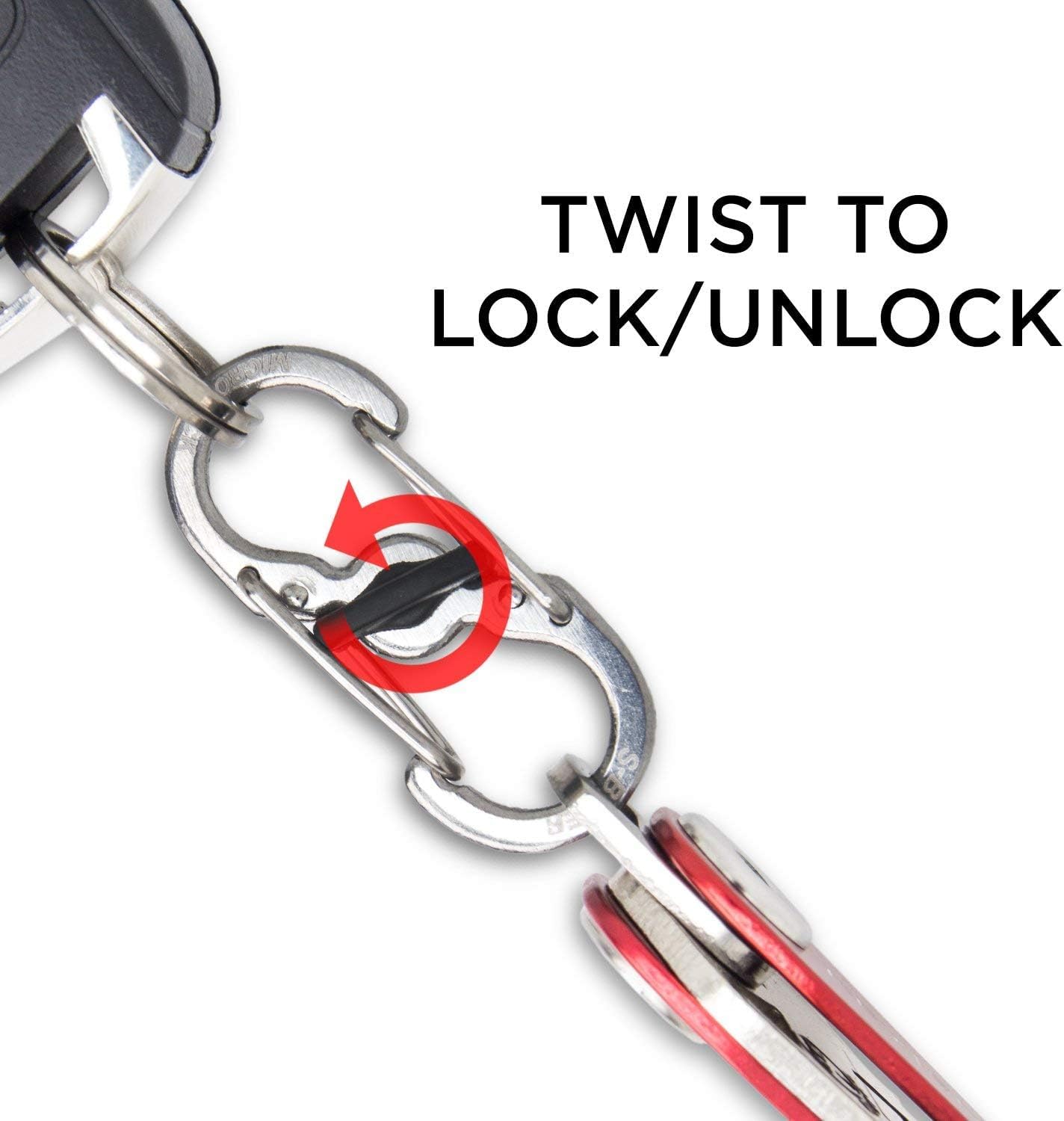 KeySmart 10 Pack Quick Disconnect Key Carabiners - Quick Release Dual and Mini Carabiner Clip, Stay Organized with Carabiner Keychains Clip, Easy Twist to Lock and Unlock, Never Lose Your Keys