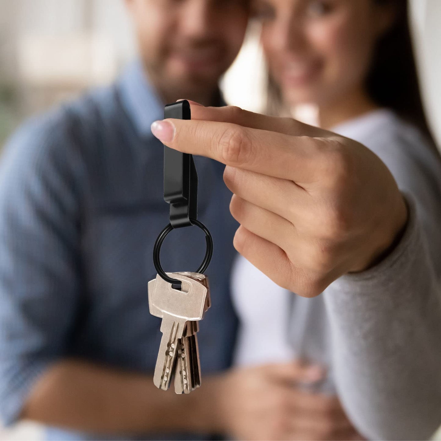 JOTOVO 2 PACK Tactical Stealth Black Extreme Duty Key Ring Holder Special for Police, Law Enforcement and Fire Agencies, Belt Key Clip with Detachable Keyring, Fit for Belt 2.25-Inch Max