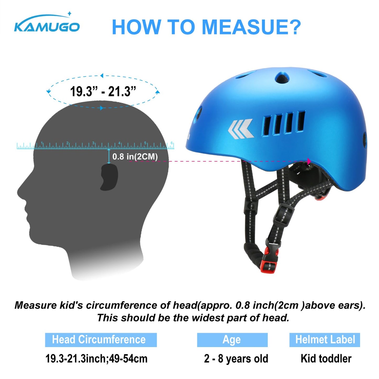KAMUGO Kids Bike Helmet for Girls Boys Ages 2-8 Years, Toddler Bicycle Helmet Suitable for Skateboard Scooter Roller Skating Inline Roller Skating