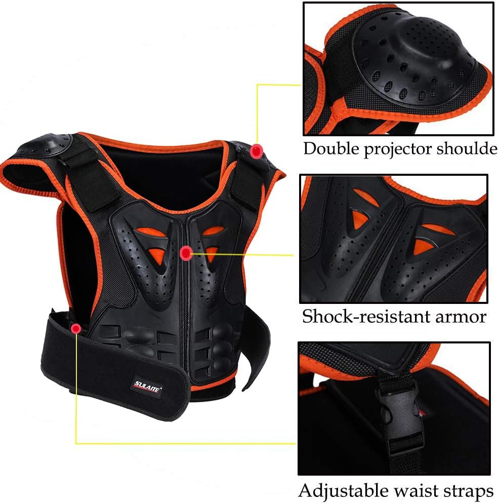 Kids Chest Protector, Dirt Bike Motorcycle Motocross Protective Armor, Youth Riding Biking Vest Jacket, Full Body Back Spine Armor Gear Guard Protection