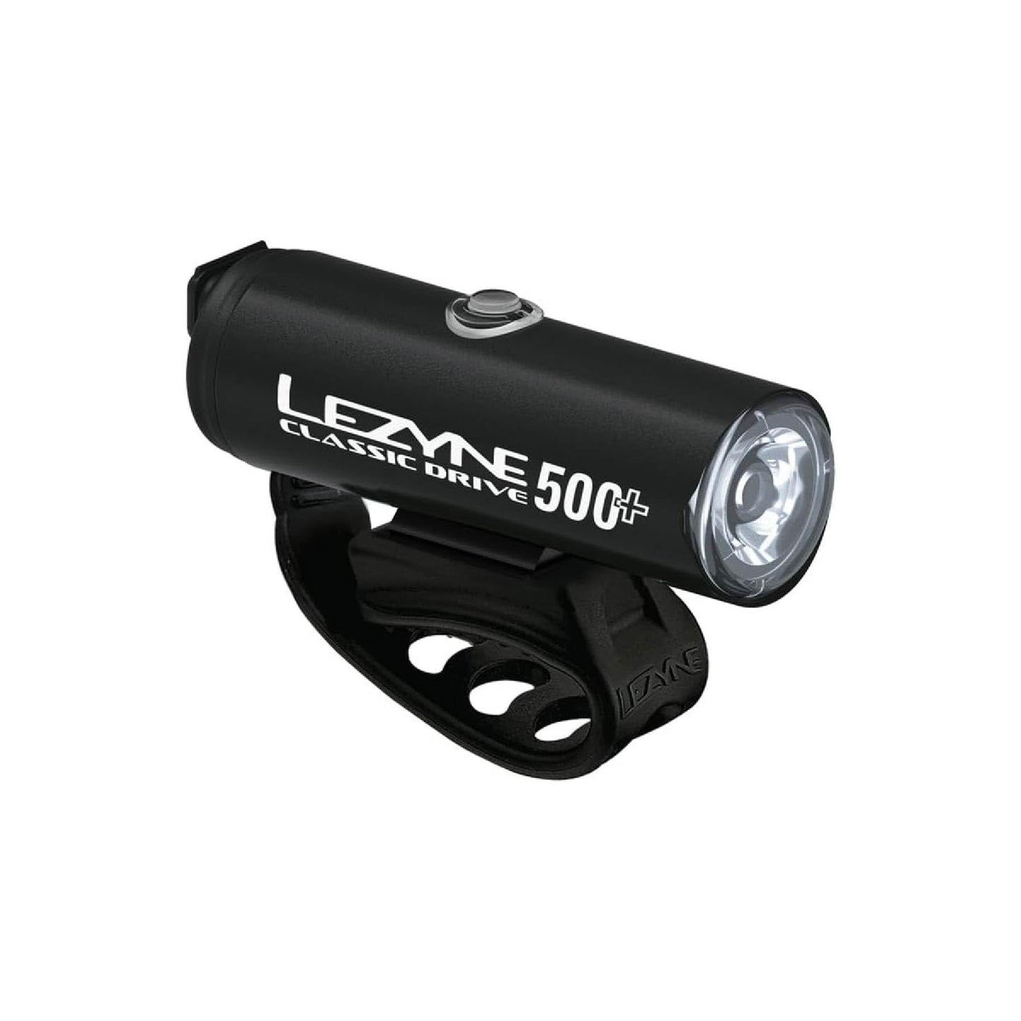 LEZYNE Classic Drive 500+ Bicycle USB-C Rechargeable IPX7 White LED Front Light w/Multiple Solid & Flash Modes | Integrated Versatile Strap Mount Compatible w/Helmets & Handlebars, Satin Black