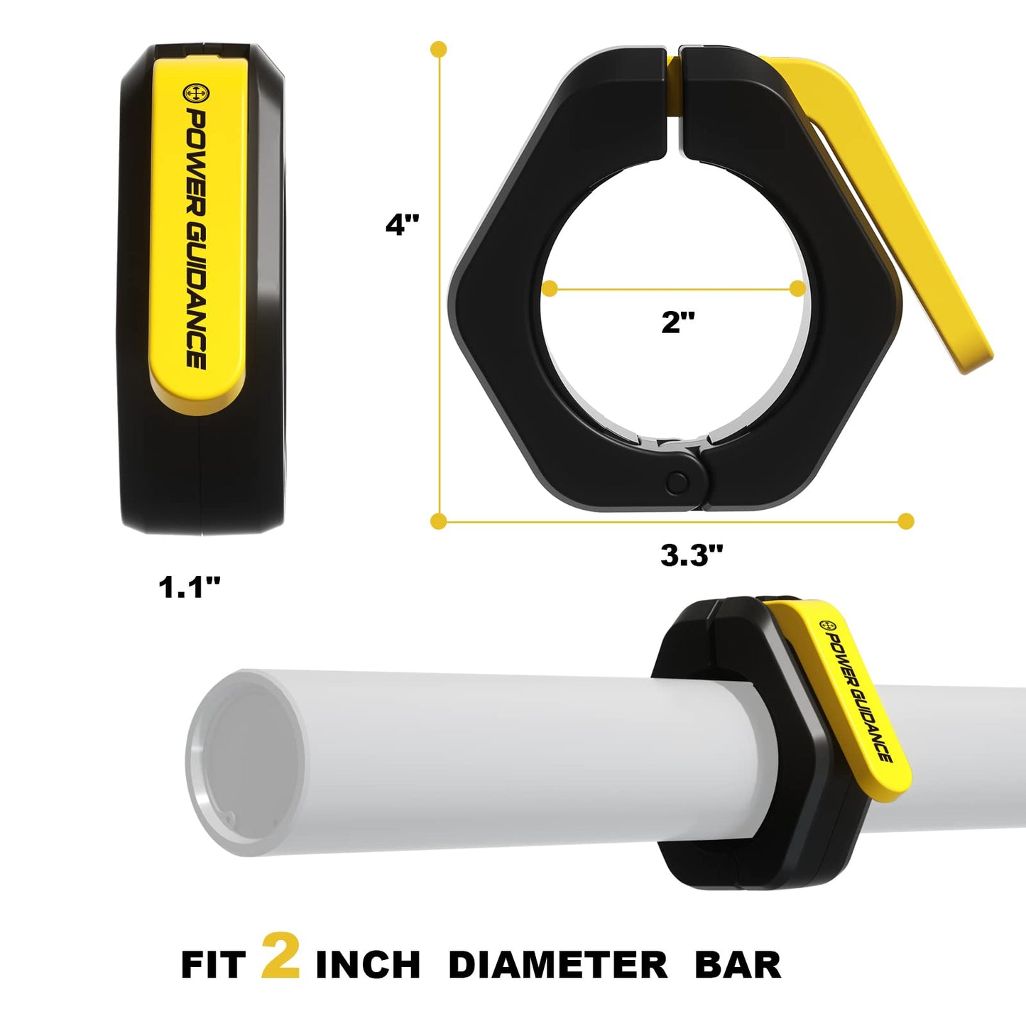 POWER GUIDANCE Barbell Collars Barbell Clips,2 inch Olympic Barbell Clamps,Non-Slip Weight Clamps Quick Release Barbell Collar for Workout Weightlifting, Gym equipment accessories