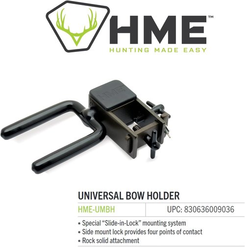 HME High-Quality Durable Reliable Versatile Easy-to-Install Universally Mountable Hunting Tree Stand Bow Holder - 360 Fork Rotation, Rock solid attachment