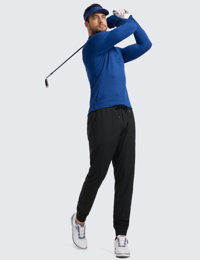 CRZ YOGA All Day Comfy Pull-On Golf Joggers for Men 30" - Quick Dry Lightweight Work Casual Pants with Pockets Black Large
