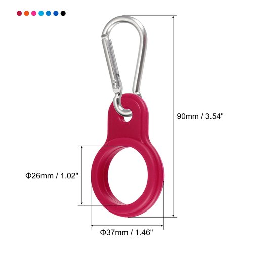 PATIKIL Silicone Water Bottle Clip with Buckle, 7 Pack Drink Holder Hook Keychain Clip Ring for Outdoor Activities Daily Use, Silver Buckle