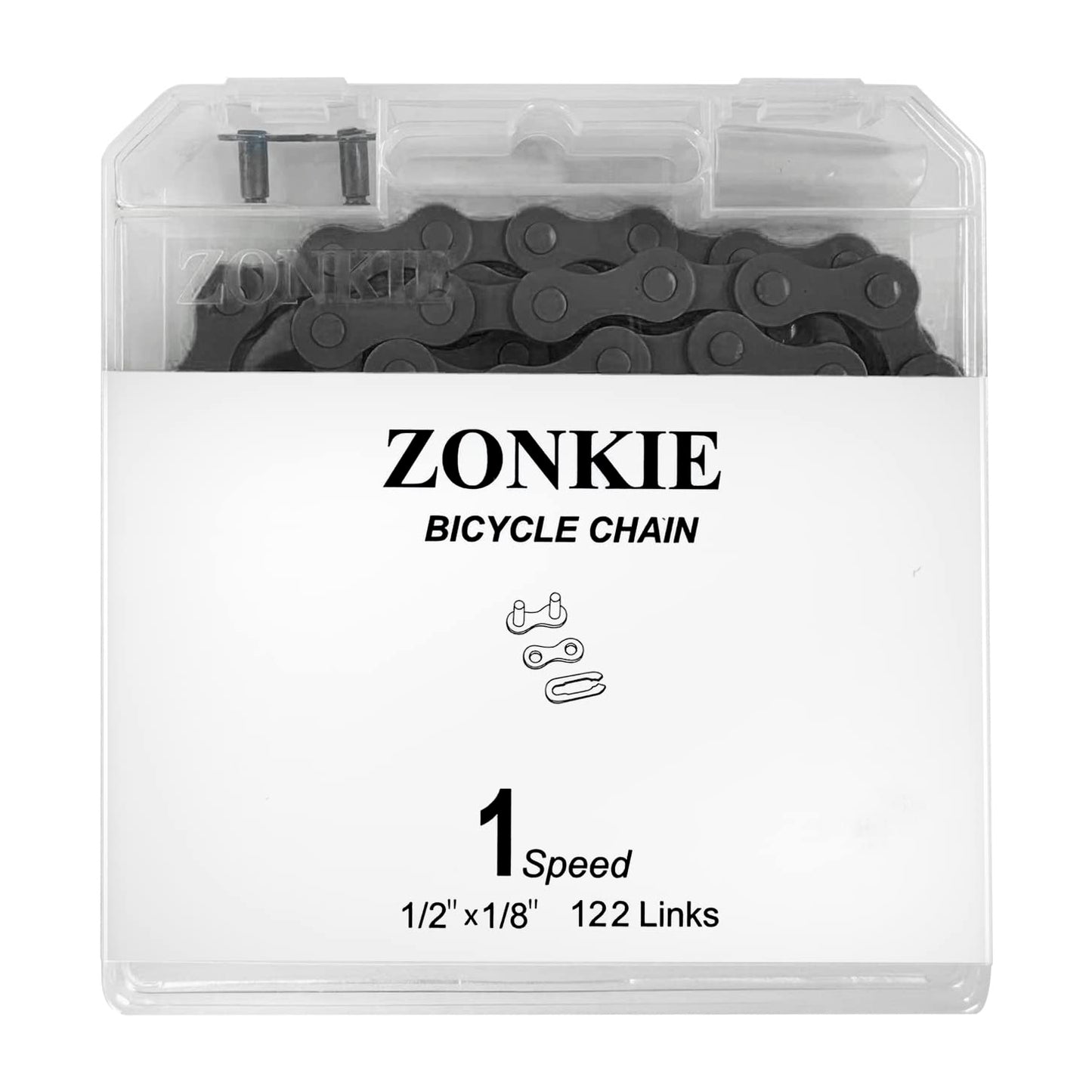 Single-Speed Bike Chain 1/2 x 1/8 Inch, 122 Links (122L, Black, 1)