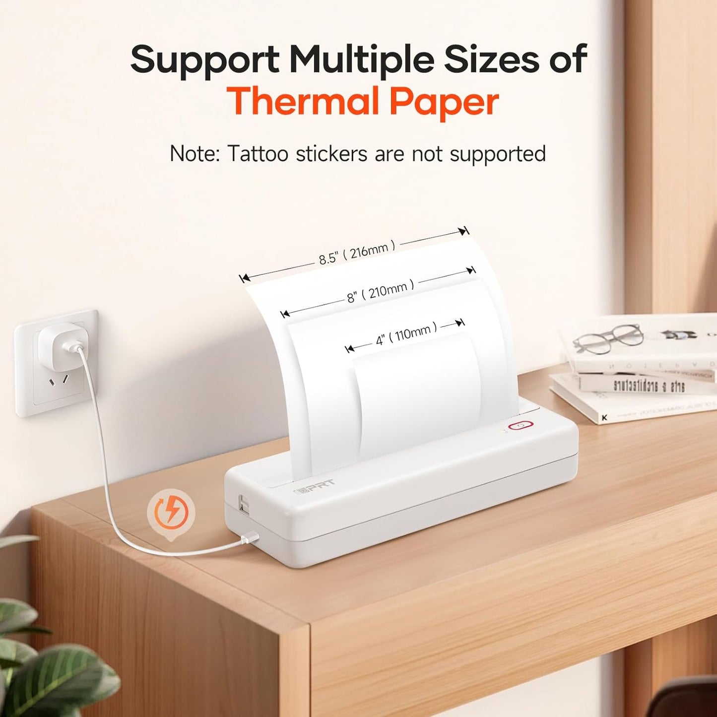 iDPRT MT890 Portable Wireless Printer - with Thermal A4 Paper, Bluetooth Inkless Printer for Travel/Home, Support US Letter&A4&A5 Size, Mobile Printers Compatible with iOS, Android & Laptop - Blue