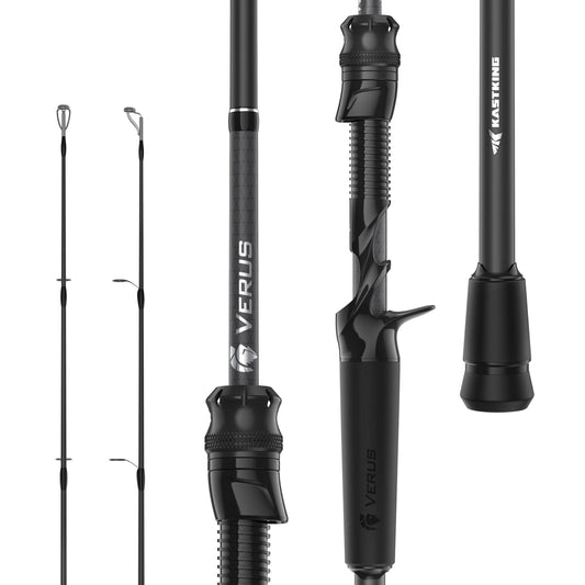 KastKing Verus Performance Spinning & Casting Fishing Rod with Extra Tip, Lightweight KastFlex IM6 Graphite, FazLite Rings Guides, EVA Grip, PTS Power Transition System, Cast, 6'6", M