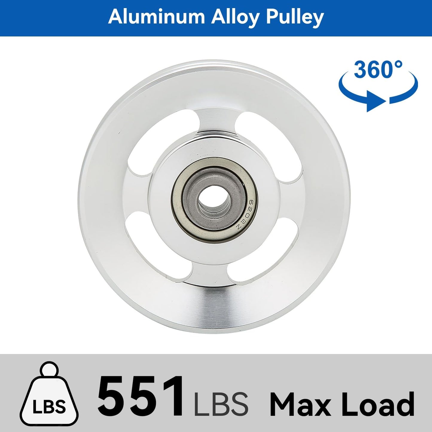 Cyrank Pulley Wheel, 90mm Universal Aluminium Alloy Gym Cable Pulley Wheel Rotation 360 Degree Traction Pulley Wheel for Cable Machine Gym Equipment