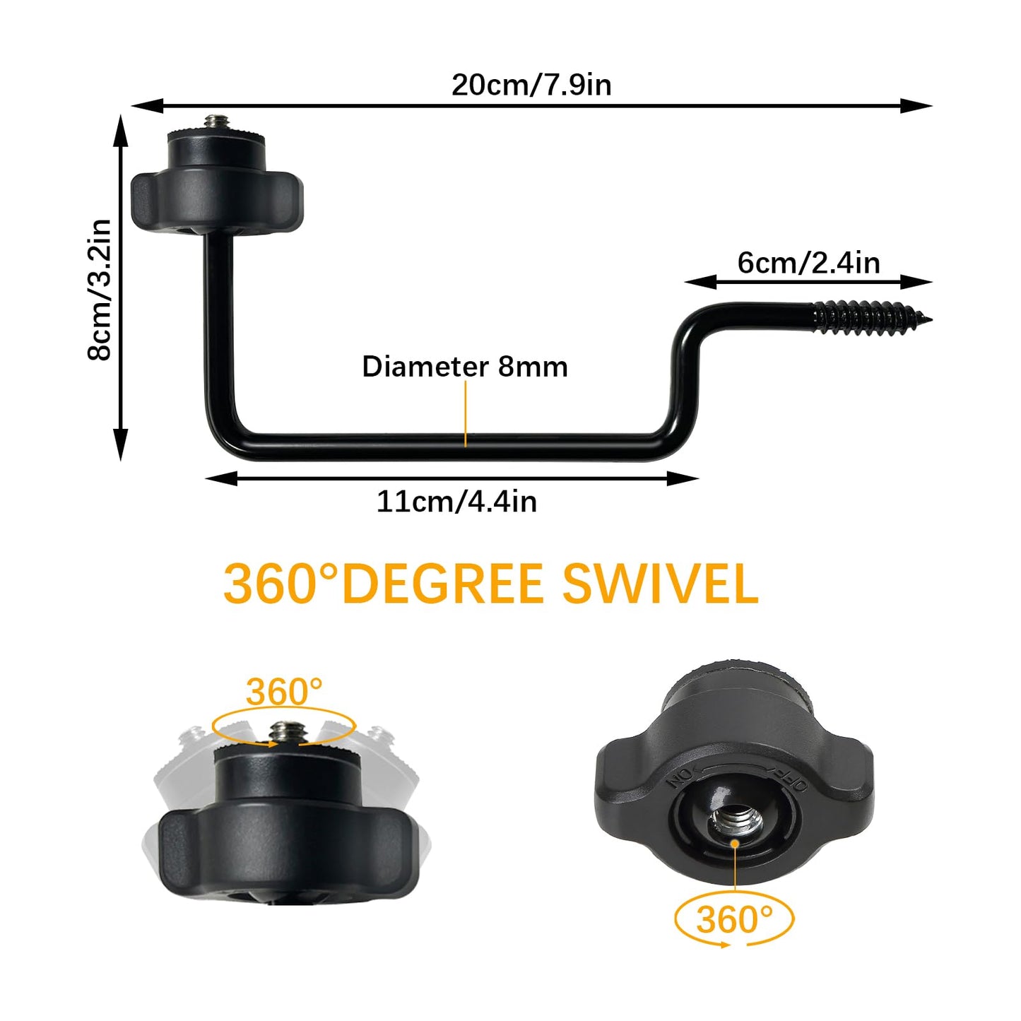 Aifiuroo 3 Pack Trail Camera Mount, 360 Swivel Adjustable Durable Steel Construction Camera Tree Mount Screw in Holder for Hunting, Excellent Material and Easy to Install