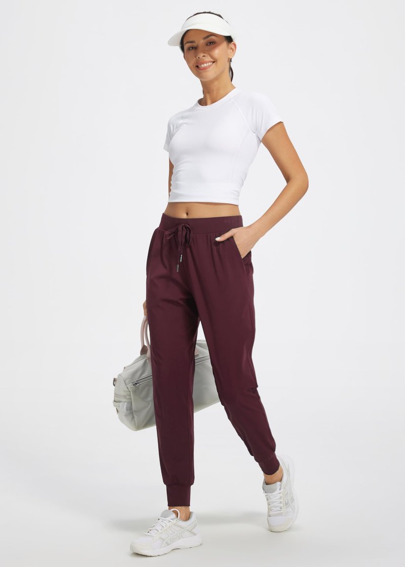 Libin Women's Joggers Pants Athletic Sweatpants with Pockets Running Tapered Casual Pants for Workout,Lounge, Burgundy 3XL