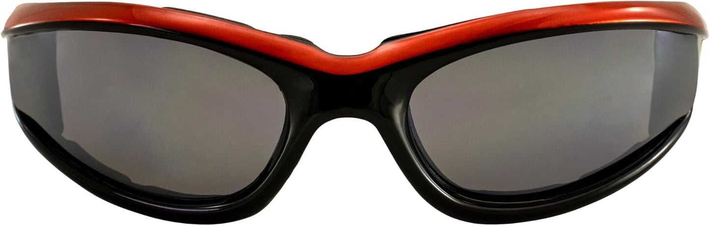 Global Vision Eyewear Hawkeye Motorcycle Sunglasses for Men or Women, Flash Mirror Lens, Orange Frame
